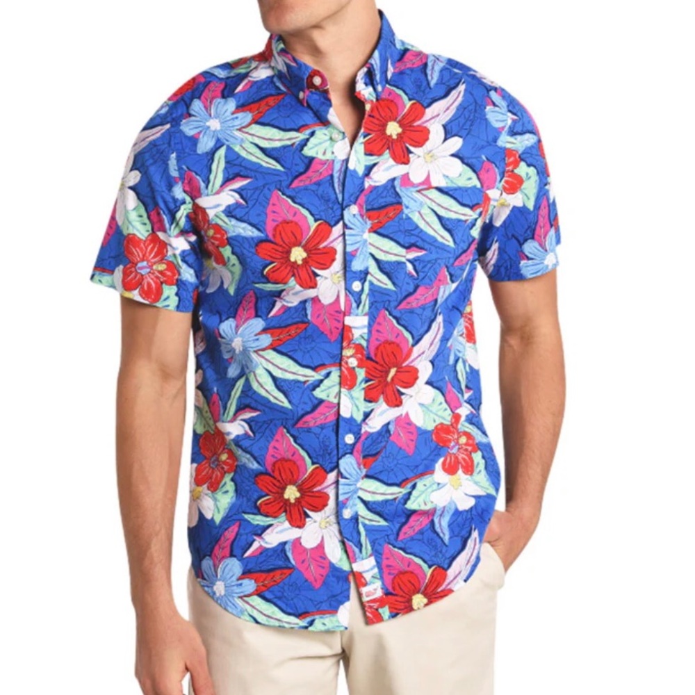VINEYARD VINES MURRAY Beach Floral Slim Fit Hawaiian Shirt Men’s Large